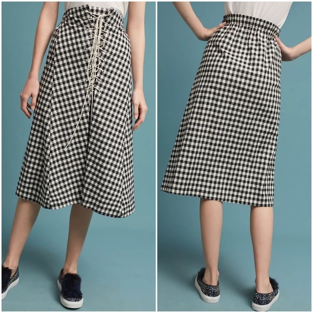 Eva Franco Lace-up Gingham Skirt size S NWT - Picture 3 of 8